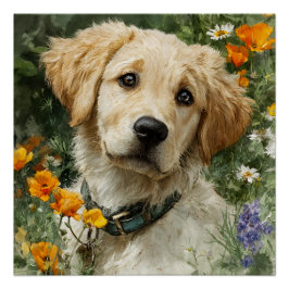 Golden Puppy-Porträt Poster