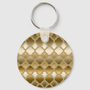 Golden Quatrefoil Moroccan Lattice Pattern Schlüsselanhänger