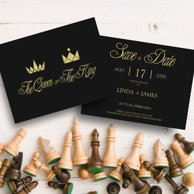 Golden Queen & King Crowns für Hochzeiten Mitteilungskarte (Von Creator hochgeladen)