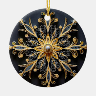 Golden Quill Snowflake Ornament