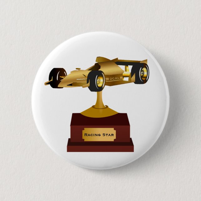 Golden Race Car Trophy Button (Vorderseite)