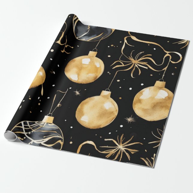 Golden Radiation Christmas Ball Wrap Geschenkpapier (Ungerollt)