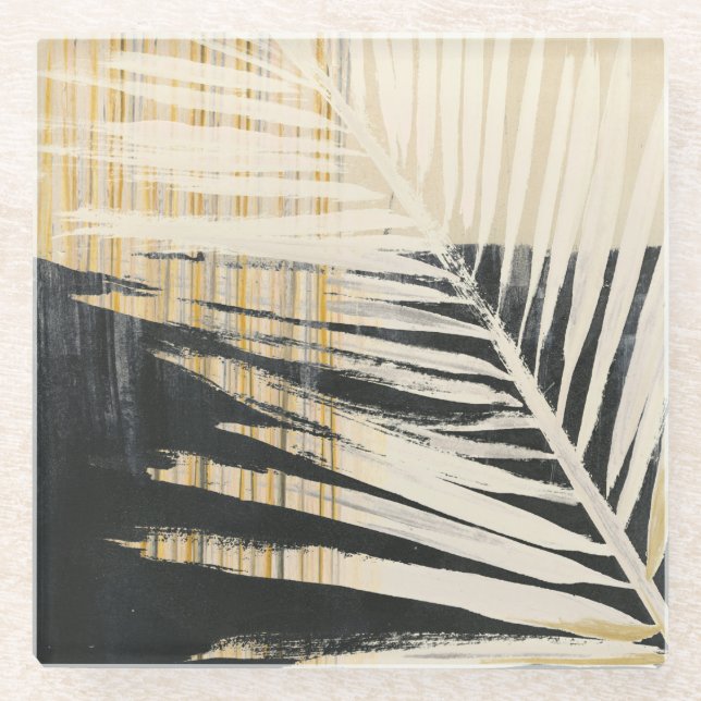 Golden Raffia - Palm Fronds Glasuntersetzer (Vorderseite)