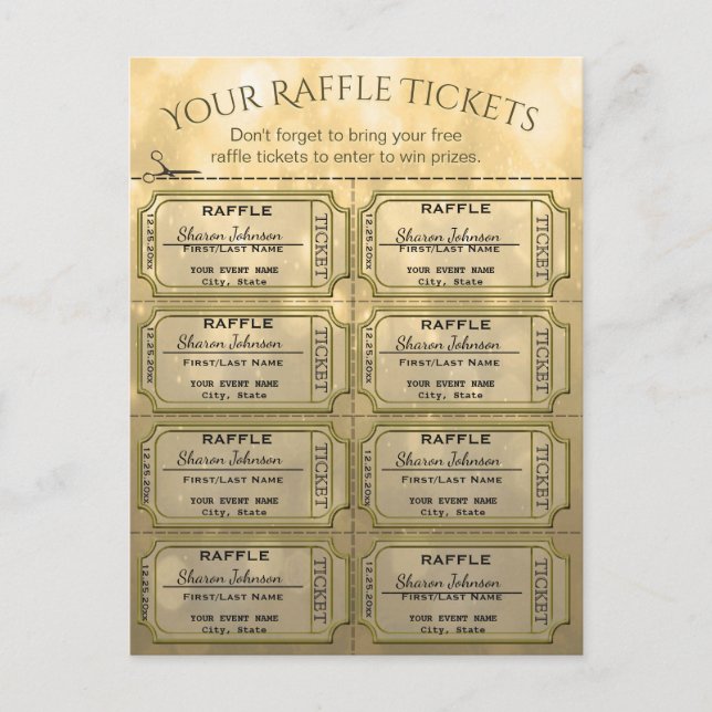 Golden Raffle Tickets Postkarte (Vorderseite)