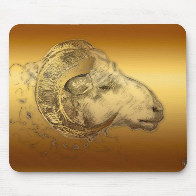 Golden Ram oder Aries Chinesischer Western Zodiac  Mousepad (Vorne)