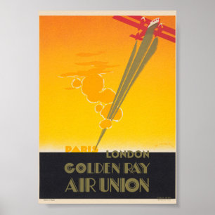Golden Ray Air Gewerkschaft Frankreich Vintage Pos Poster
