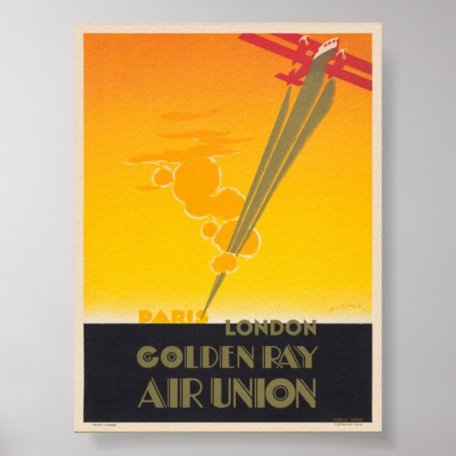 Golden Ray Air Union France Vintage Poster 1927 (Vorne)