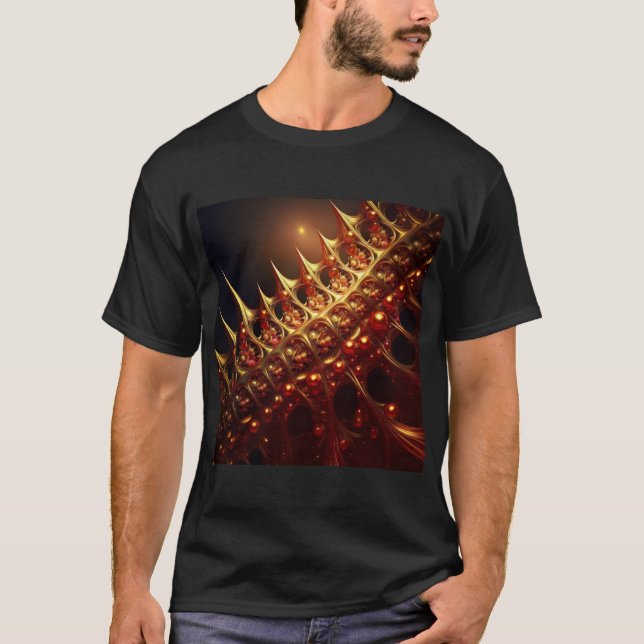 Golden Razor Sharp Fraktal T-Shirt (Vorderseite)
