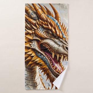 Golden Realistic Dragon Poster Badehandtuch