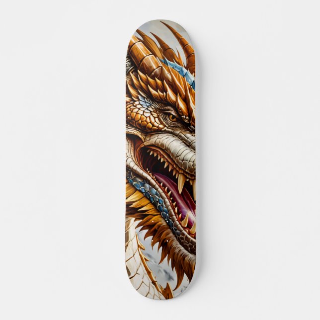 Golden Realistic Dragon Poster Skateboard (Vorne)