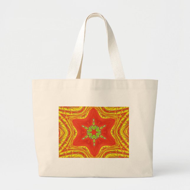Golden Red African Traditional Star Design Motif Jumbo Stoffbeutel (Vorne)