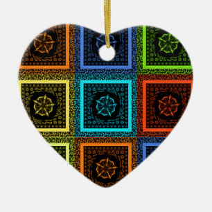 Golden Red Blue Green Masai Traditionelle Farben Keramikornament