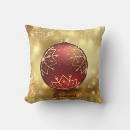 Golden & Red Christmas Ball Holiday Kissen