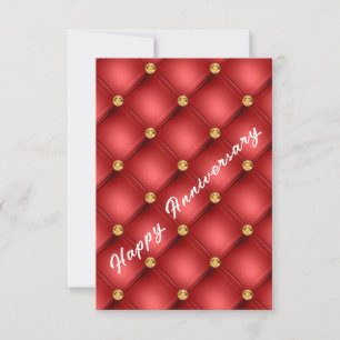 Golden Red Diamonds Tufy Happy Anniversary Card