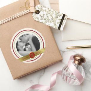 Golden Red Double Happiness Foto Chinesische Hochz Runder Aufkleber