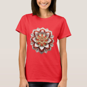 Golden Red Mandala - Elegante Floral Symmetry T-Shirt