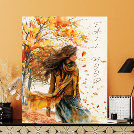 Golden Red Orange Autumn Leaves Fall Mood Poster