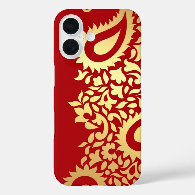Golden Red Paisleys Indian Case-Mate iPhone Hülle (Rückseite)