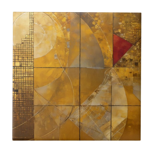 Golden, Red und Blue Geometric Heaven Fliese (Vorderseite)