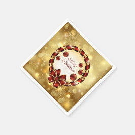 Golden & Red Weihnachtsfeier mit Bow & Snowflake Serviette