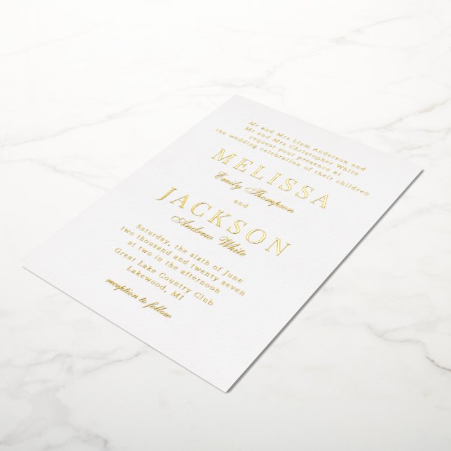 Golden Refined Classic Wedding Foil Einladung (Gedreht)