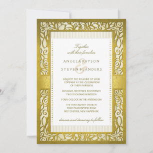 Golden Regal Deko Border Wedding Einladung