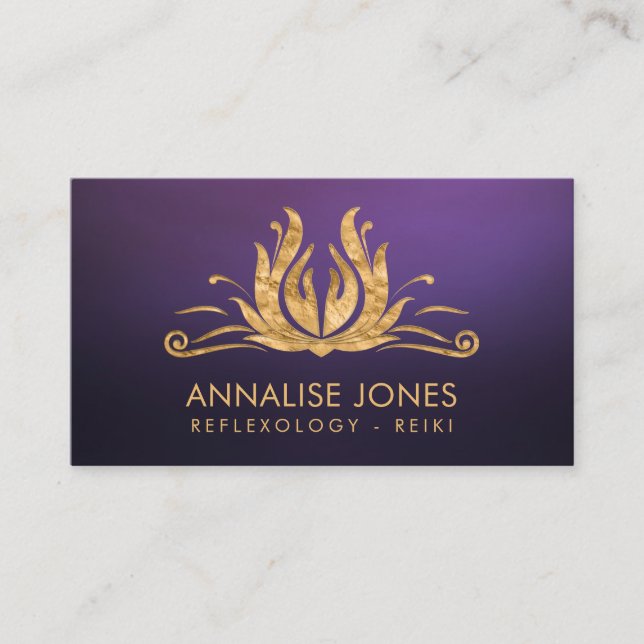 Golden Reiki Healing Hands in Lotus Business Card Visitenkarte (Vorderseite)
