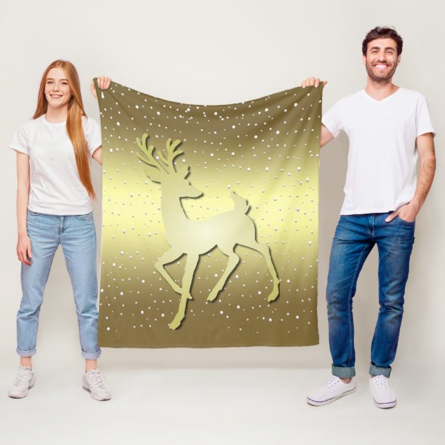 Golden Reindeer Snowy Fleece Blanket (Beispiel)
