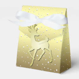 Golden Reindeer Snowy Holiday Favor Box Geschenkschachtel