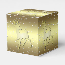 Golden Reindeer Snowy Holiday Favor Box Geschenkschachtel