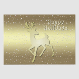 Golden Reindeer Snowy Holiday Tissue Paper Seidenpapier