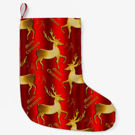 Golden Rentier in Rot Kleiner Weihnachtsstrumpf