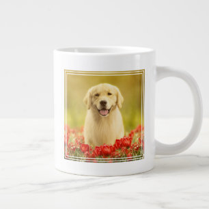 Golden Retirever in Roten Blume Jumbo-Tasse
