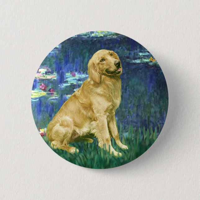 Golden Retriever 1 - Lilies 5 Button (Vorderseite)