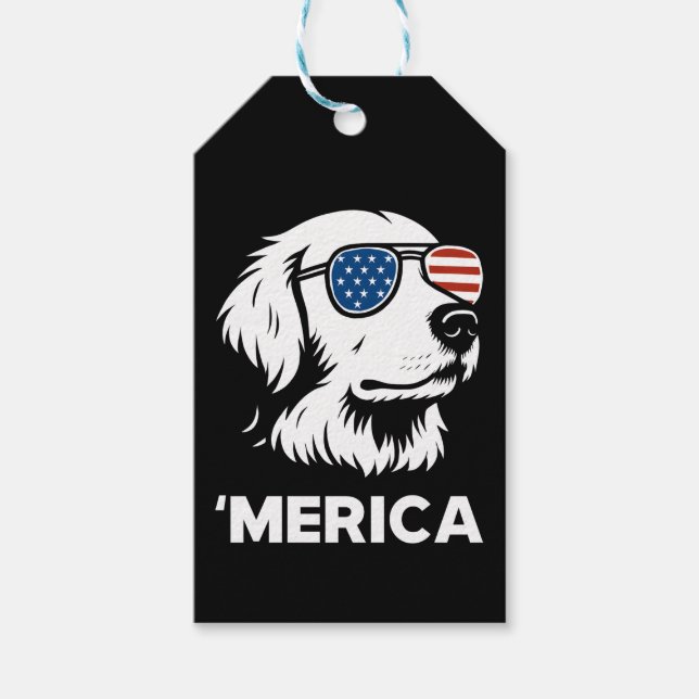 Golden Retriever 4. Juli Merica Geschenkanhänger (Vorderseite)