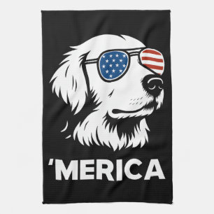Golden Retriever 4. Juli Merica Geschirrtuch