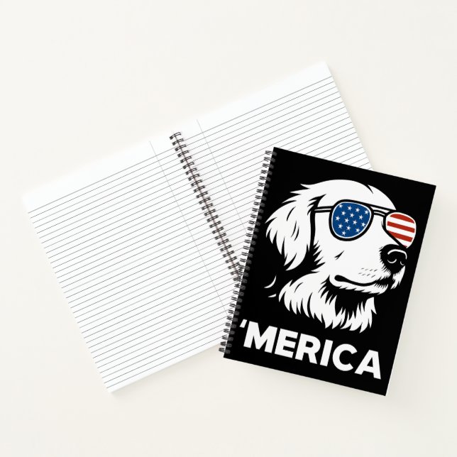 Golden Retriever 4. Juli Merica Notizbuch (Innenseite)