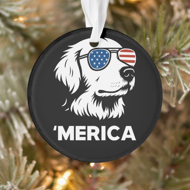 Golden Retriever 4. Juli Merica Ornament (Baum)