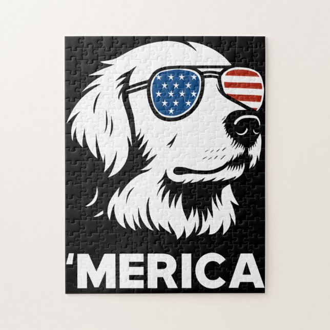 Golden Retriever 4. Juli Merica Puzzle (Vertikal)