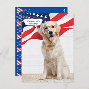 Golden Retriever 4. Juli Party Postkarte