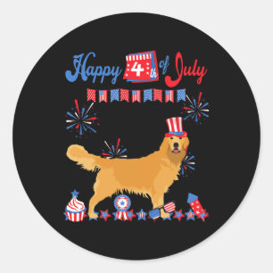 Golden Retriever 4. Juli Rückreise unabhängig Runder Aufkleber