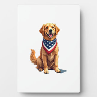 Golden Retriever 4. Juli Vintage Patriotisches T-S Fotoplatte