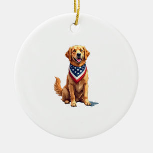 Golden Retriever 4. Juli Vintage Patriotisches T-S Keramik Ornament