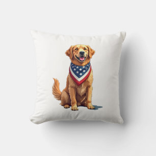 Golden Retriever 4. Juli Vintage Patriotisches T-S Kissen