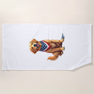 Golden Retriever 4. Juli Vintage Patriotisches T-S Strandtuch