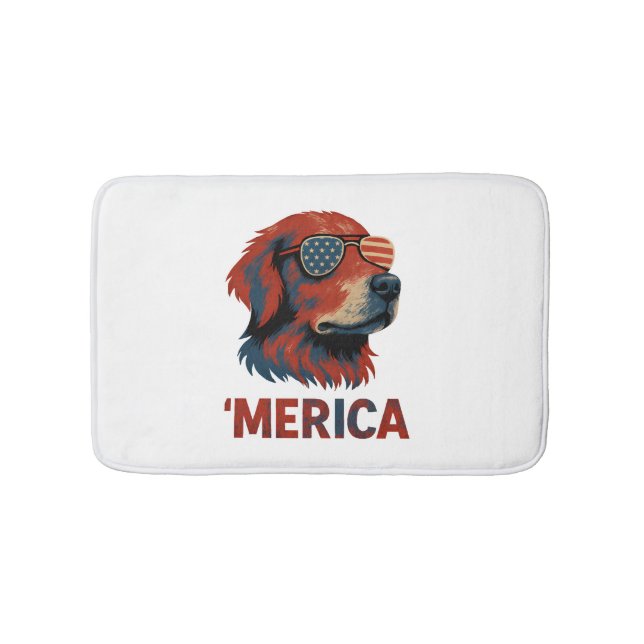 Golden Retriever 4th Of July Merica T-Shirt Badematte (Vorderseite)