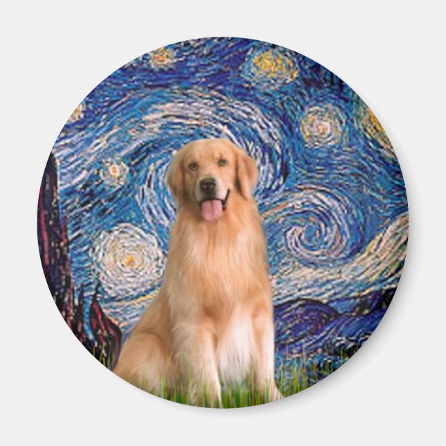Golden Retriever 8 - Starry Night Magnet (Vorne)