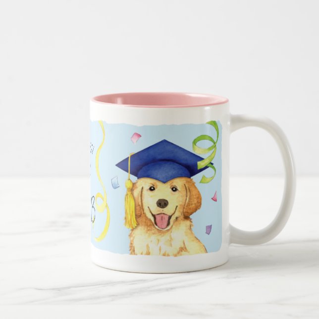 Golden retriever-Absolvent Zweifarbige Tasse (Rechts)