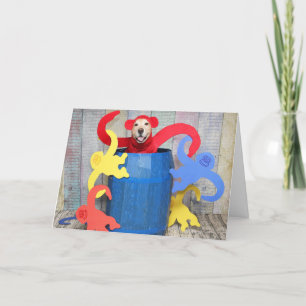 Golden Retriever Affe Barrel Birthday  Karte