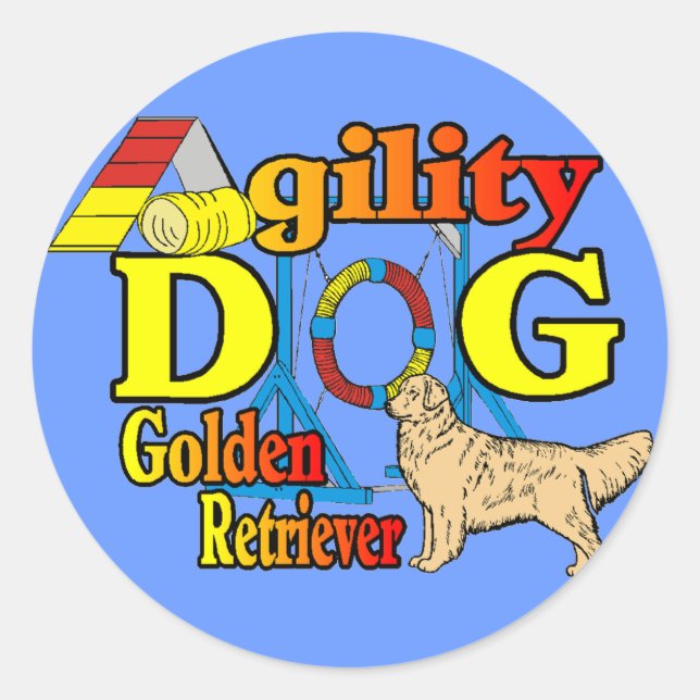 Golden Retriever Agility Geschenke Runder Aufkleber (Vorderseite)